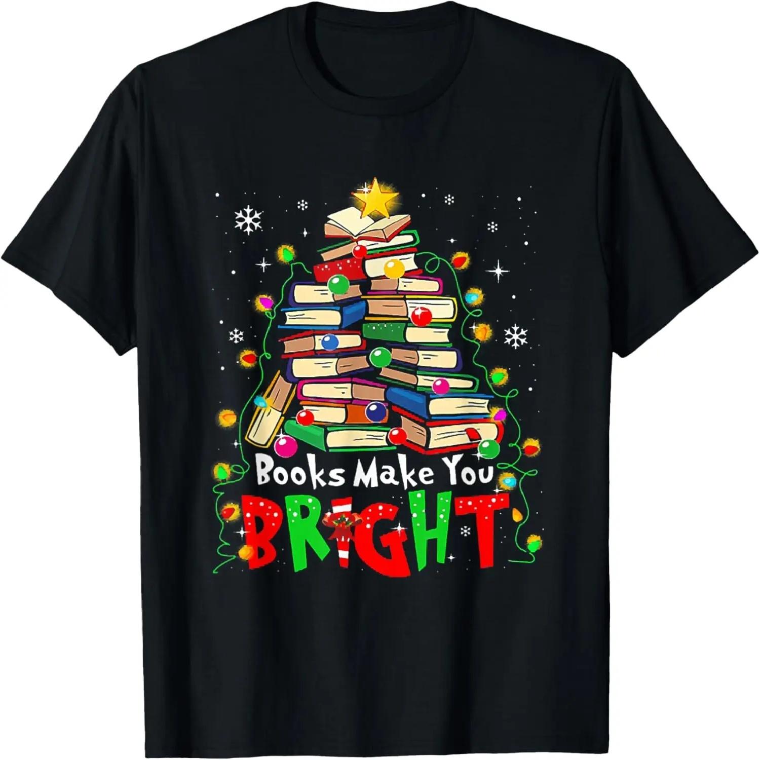 

Books Make You Bright Christmas Librarian Book Lover T-Shirt XXXXXL чорний