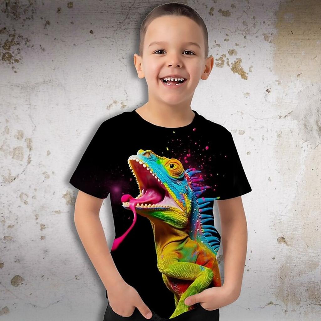 Sommer Kinderkleidung 3D-Druck T-Shirt für Jungen Dinosaurier Kurzarm Kinder T-Shirts