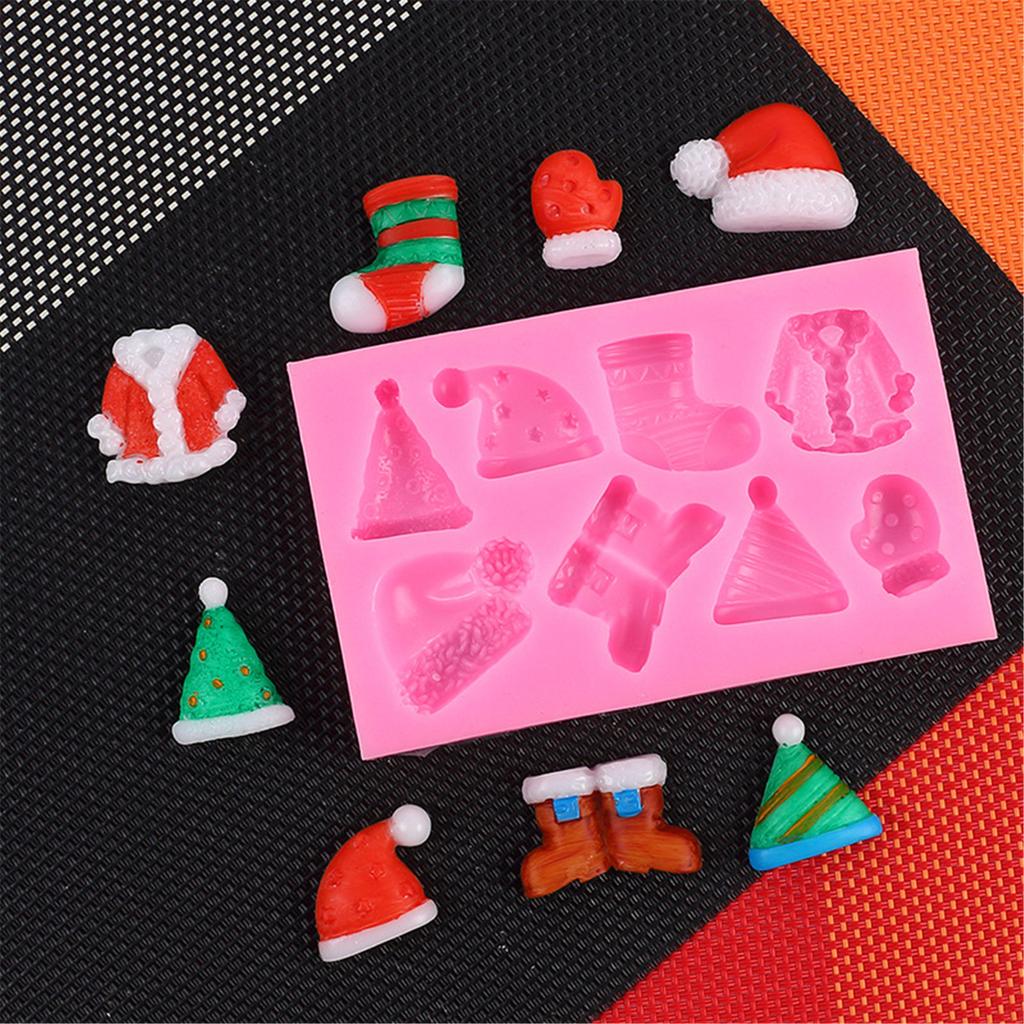 Candy Tree Hat Sokker Fondant Sjokoladeform Kake Toppers Bakeverktøy Julepynt Silikonform Enkel å rengjøre