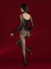 Fashion Halter Jumpsuit Sexy Lace Waist Sheer See Through Women'S Jumpsuit Elastic Oil Shiny Glossy Woman Unitard Shaping Black