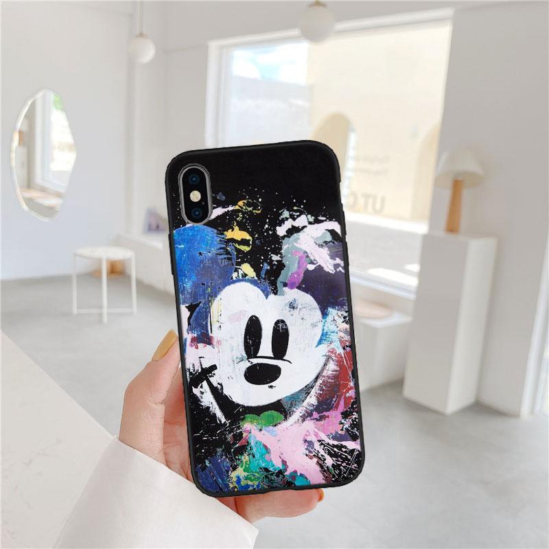 CJ77 Mickey Minnie Mouse Soft Shell Phone Case for iPhone 16 15 14 13 12 Pro Max Plus Mini