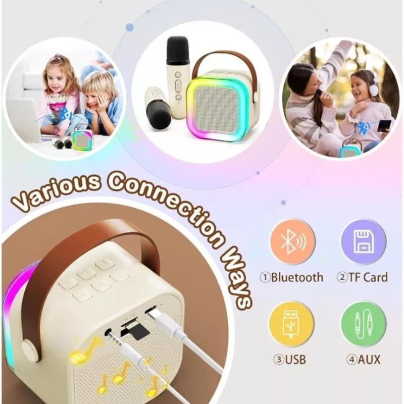 Wireless Mini Karaoke Speaker With Karaoke Bluetooth Microphone Home RGB Light Portable KTV Karaoke Machine