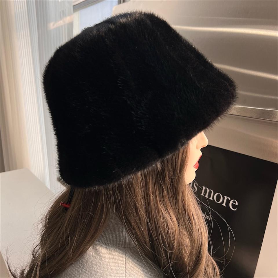 Winter Mink Fur Hat Designer Bucket Hats Soft Women Padded Hat Fashion Hat Outdoor Fisherman Hat For Women Natural Mink Fur Cap