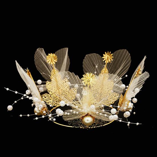 Cake Decoration Food Grade Create Atmosphere Compact Innovative Metal Flower Crown Product Bakery Accessories