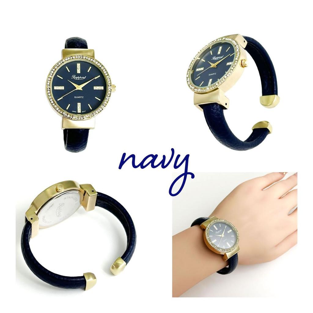 Takeuchi Shoji Rapport Leather Bangle Watch 158008 Women's Navy