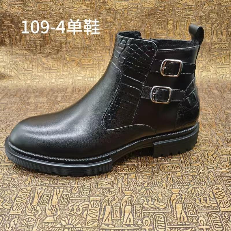 High-end shoes leather factory medium and high-top single shoes side zipper Martin boots autumn and winter men s shoes Han board men s shoes 39 чёрный 17389₽