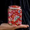 Flower Pattern Ceramic Tea Can Creative Sealing General Can Kitchen Moisture-proof Tea Storage Can Home Tea Ceremony Accessories