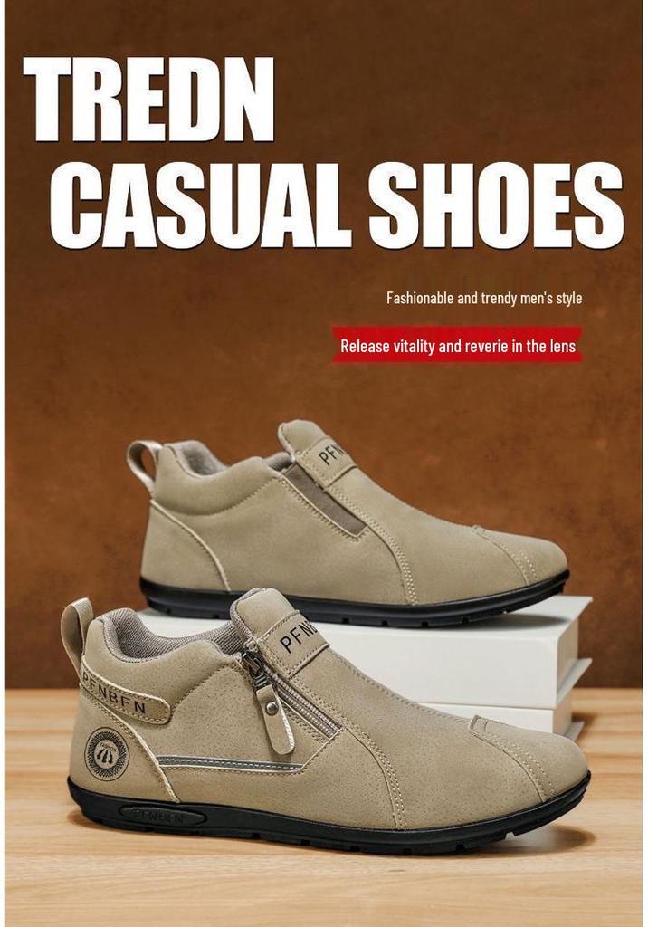 Men's Lightweight Mid-Top Slip-On Casual Shoes - Versatile, Fashionable, Wear-Resistant, and Anti-Slip Flats