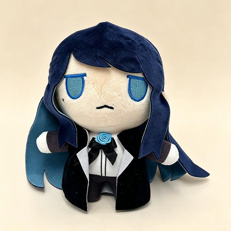 Ado Hibana Plush Doll Chibi Cotton Toy with Dark Blue Long Hair Blue Rose Tuxedo Soft Stuffed Figure Virtual Singer Collectible Merch J-pop Anime Fans
