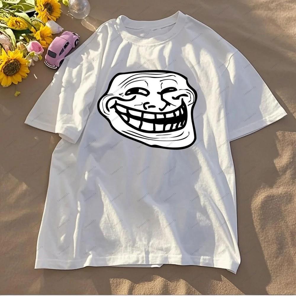 Rage Comic Trollfac Printed T Shirts Funny Anime Pure Cotton Top Tees Men Summer Short Sleeves T Shirt O Neck Fashion Tshirt