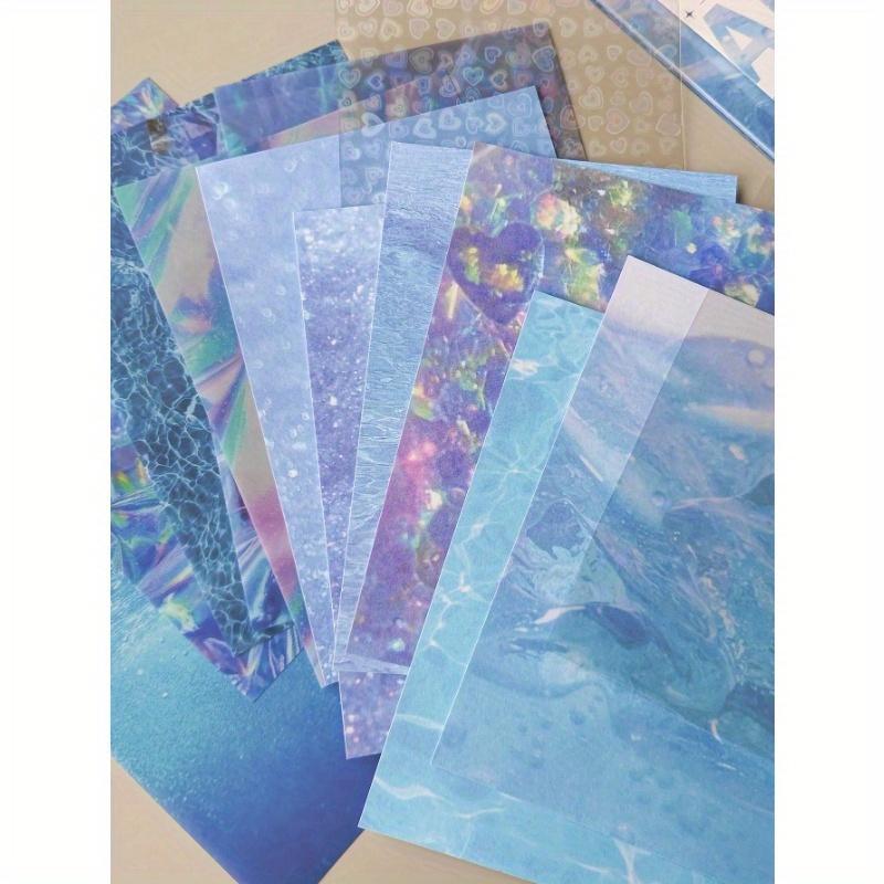 14pcs/Pack Large Size Light and Shadow Glitter Textured Material Sticker 3 Kinds of Materials Adhesive Background Stickers Decorative Diary Junk