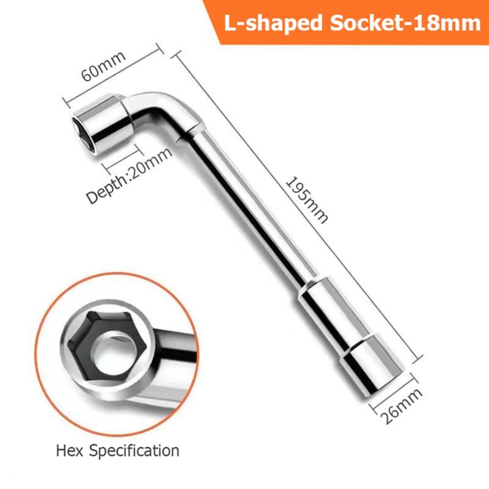 Chrome-vanadium Steel L-shaped Socket Wrench 6-19mm Hex Adapter Spanner Practical Hand Tool