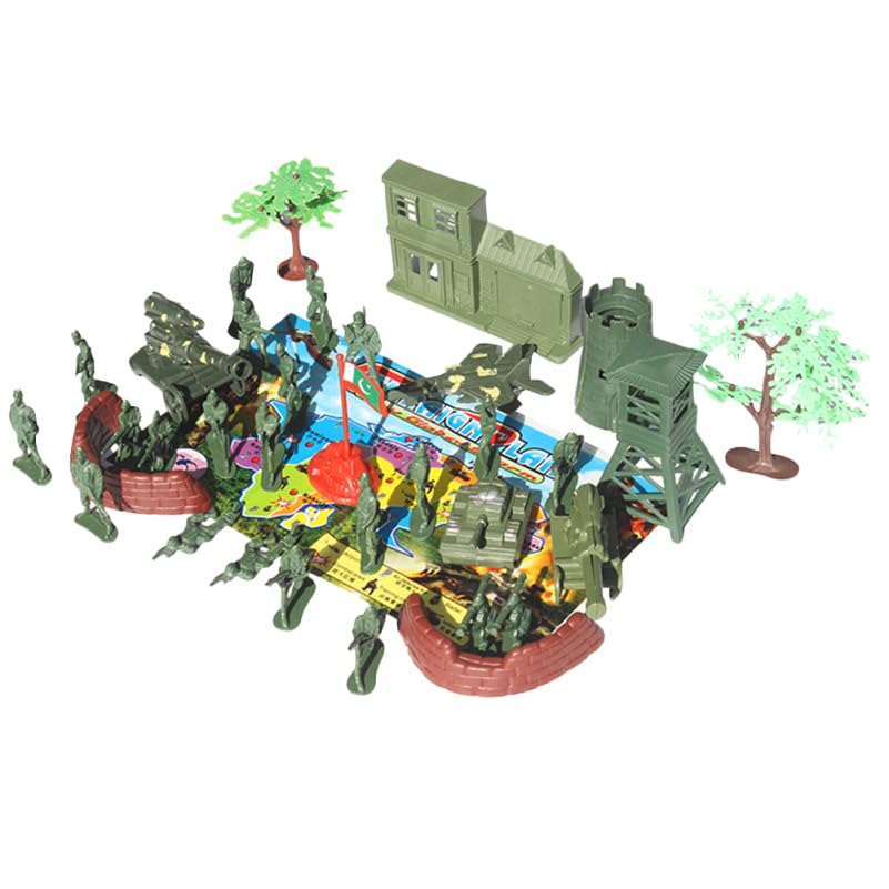 

LIOOBO Military Vehicle Simulation Military Scene Toy Set with and Soldier DIY Sandbox Army Gift for Christmas or 37 Pieces Set, Tanks, Aircraft, зелений