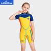 SABOLAY Fato de Mergulho Infantil 2MM para Meninas Peça Única Térmico Roupa de Banho Protetor Solar Surf Snorkel Água-viva