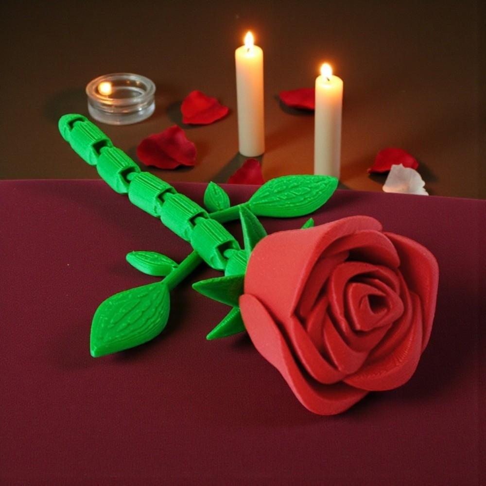 Funny Twisted Rose Ornaments Plastic Movable Joints Red Rose  Wedding Anniversary