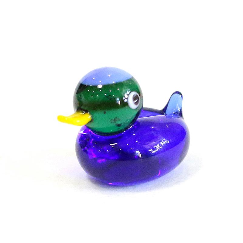 Cute Glass Duck Mini Figurines Colorful Cartoon Animal Tiny Statue Craft Ornament Home Fairy Garden Easter Micro Landscape Decor