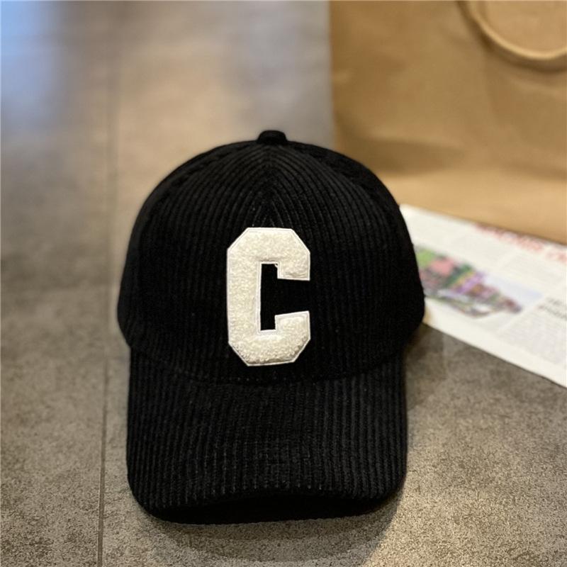 

C shaped Baseball Hat for Women Corduroy Korean Style Trend Ins Style Versatile Thickened Autumn Student Bend Brim Baseball Hat for Men M（56-58cm）