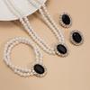 3Pcs/set French Elegant Elegant Multi Layer Imitation Pearl Jewelry Set 2025 Summer Party Wedding Gift Beaded Choker Necklace Earrings Sets for Women
