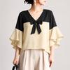 ZANZEA Women Elegant V-Neck Ruffles 3/4 Sleeve Loose Casual Blouse