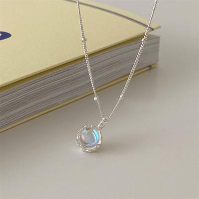 Collier en argent sterling 925 avec pétales de pierre de lune pour femme, accessoire de luxe léger et polyvalent, idéal pour les minorités