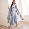 New Jacquard Abaya: Muslim Women's Two-Piece Long Cardigan Set