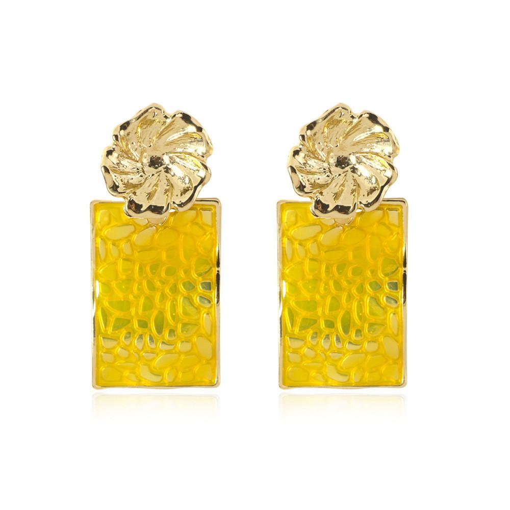 Flower Trendy Alloy Earrings Multicolor Rectangular Fashion For Women 2021