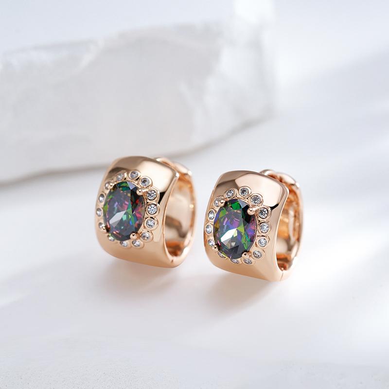 Fashion Colorful Natural Zircon Big Drop Earrings For Women Rose Gold Color Fashion Party Daily Jewelry Accessories