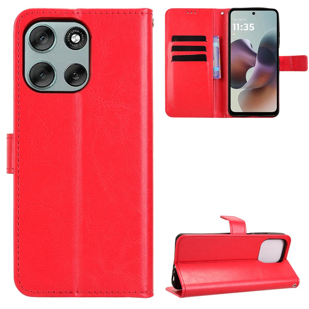 For Motorola Moto G56 5G PU Leather Case with Strap Crazy Horse Texture Phone Wallet Cover