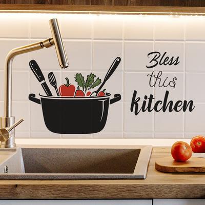 Creative Kitchen Utensil Wall Decal Self-Adhesive Removable for Kitchen Dining Room Background Wall Decoration