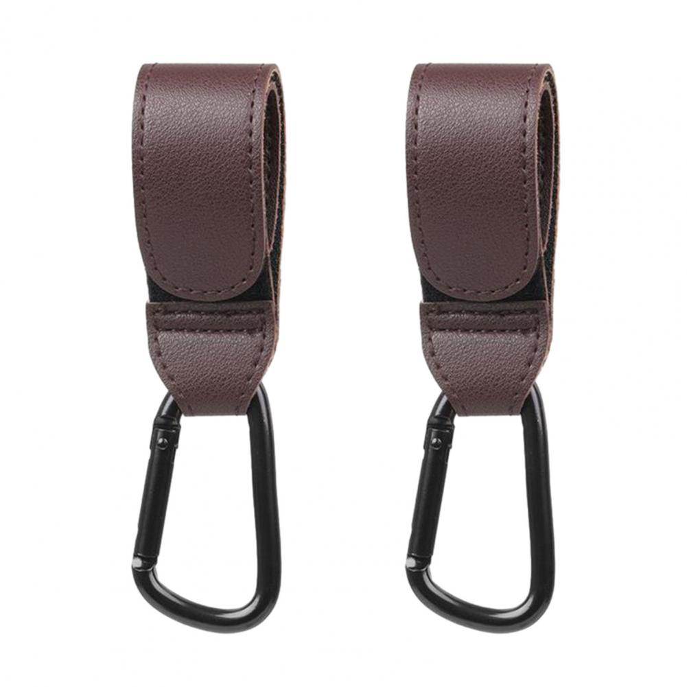 Fastener Tape Hook Durable Stroller Hook Baby Stroller Hook Set with Faux Leather Fastener Tape Diaper Bag Hanger for Prams