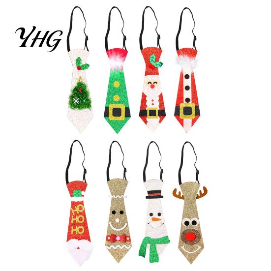 Holiday Atmosphere Clothing Adjustable Glitter Christmas Necktie, Non-woven Fabric Dress Up Costume Quick Wear Necktie Accessories, Sparkling