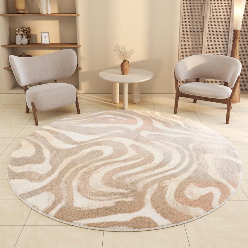 Cream Style Bedroom Decor Round Carpet Light Luxury Carpets for Living Room Thick Plush Bedside Floor Mat Fluffy Soft Lounge Rug
