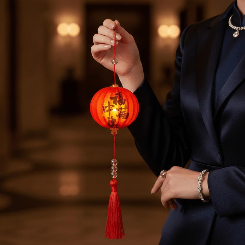 Sturdy Frame Mid Autumn Lantern Fabric Cover Glowing Holiday Lamp  School Class