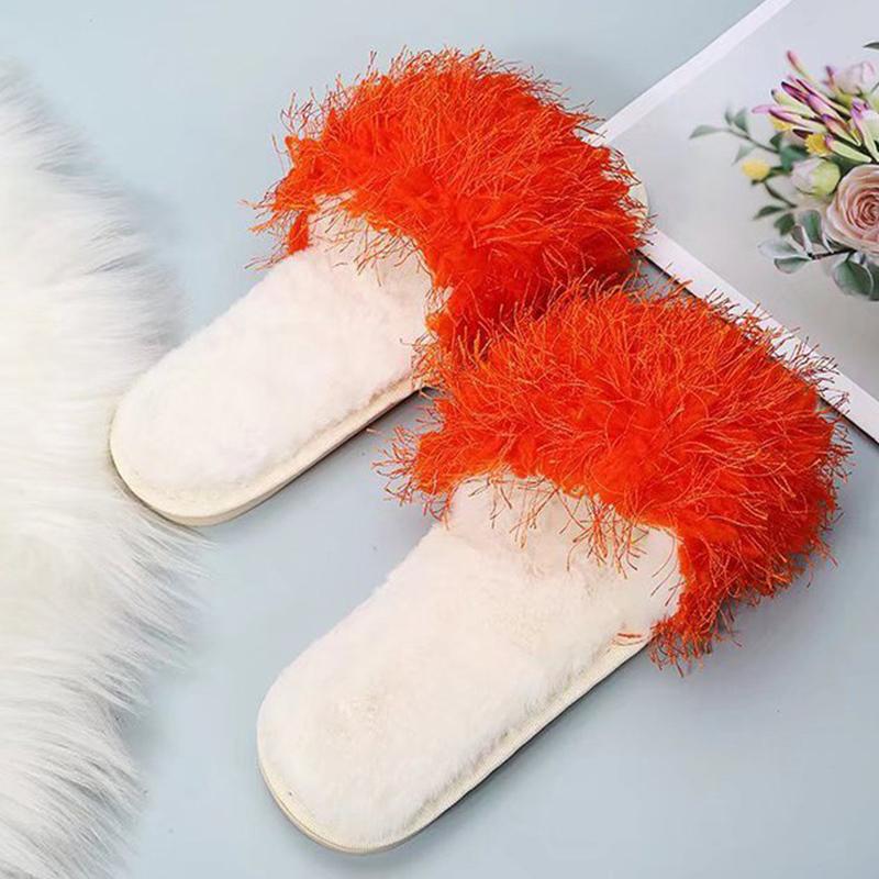

Модные домашние хлопковые тапочки из искусственного меха для женщин 2025 Зима Слипоны Нескользящие Плюшевые тапочки для женщины Мягкие Шлепанцы на плоской подошве для дам 43