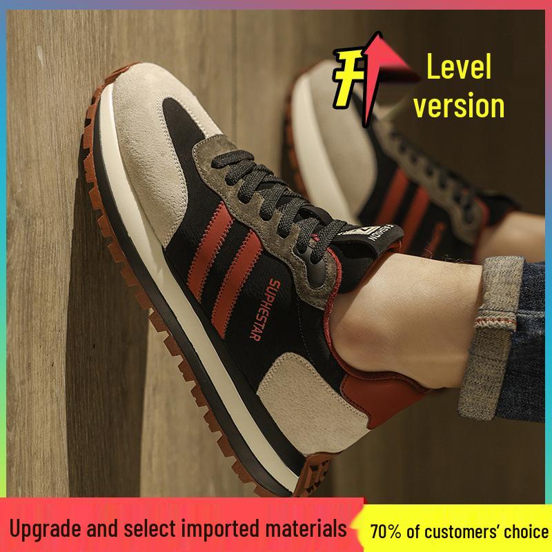 Putian Men's Thick-Soled Leather Sneakers - Trendy Autumn Running & Casual Shoes for Teens 