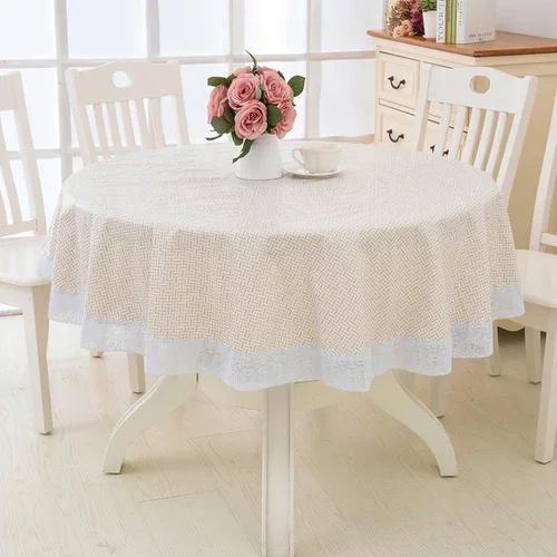 2 Meter Lace Edge Circular Coffee Table Mat PVC Circular Tablecloth Waterproof Anti Scald Anti Oil Wash Free Cloth