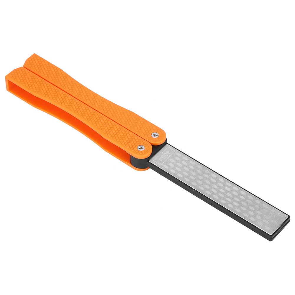 Double Sided Knife Sharpener Portable Folding Portable AntiSlip   Sharpener(Black )