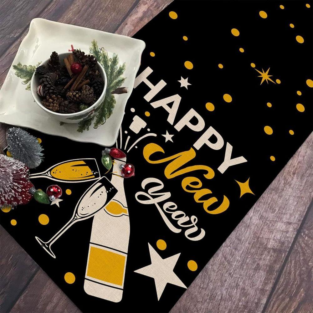 New Chinese New Year Table Runner Wine Glass New Year New Year Tablecloth New Year Table Flag Cover Home Decor