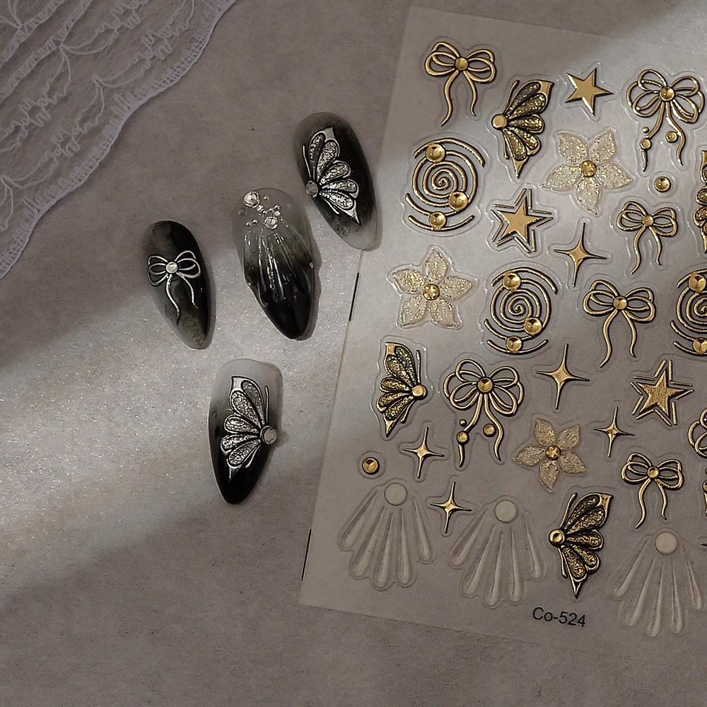 European Fairy Almond Shape Nail Art Stickers - 3D Jelly Floral Bow Design