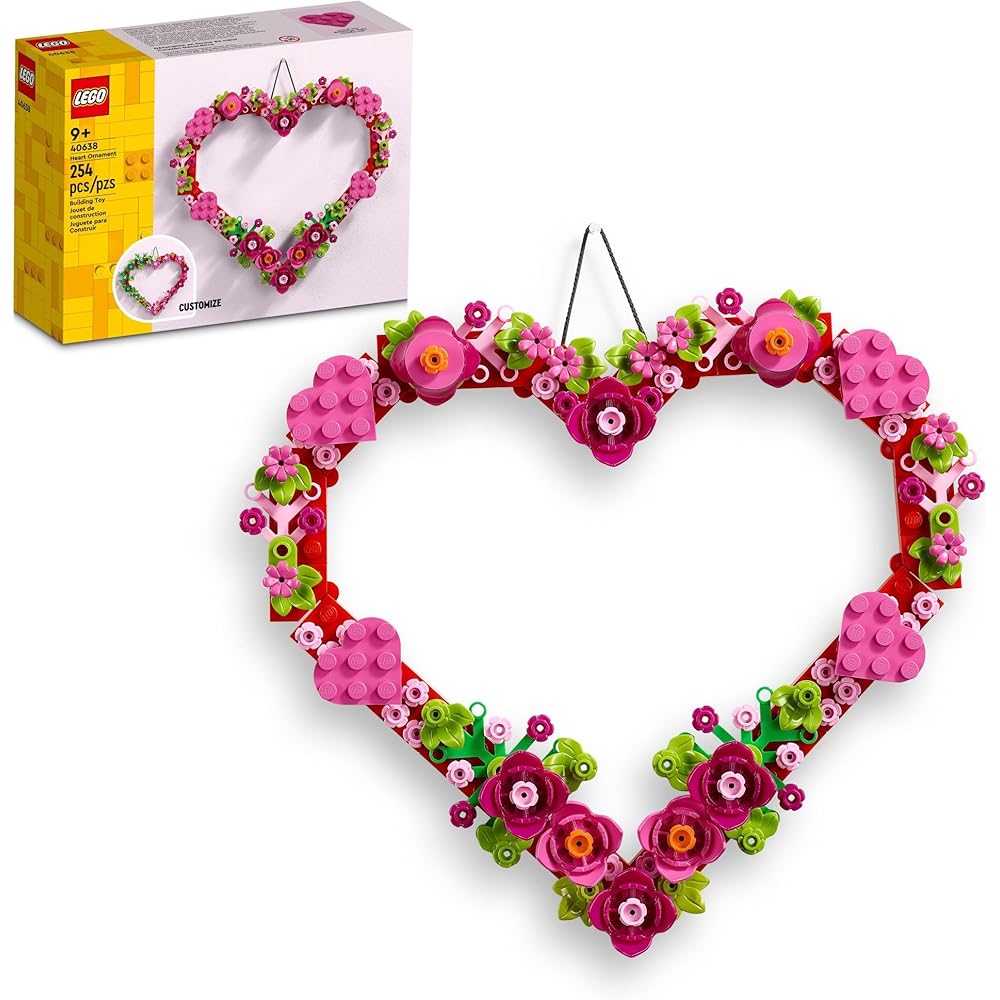 LEGO Heart Ornament Building Toy Kit Floral Heart Arrangement for Kids 9 Years and Up Art & Craft 40638