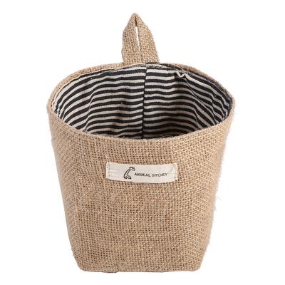 Cesto per biancheria in Cotone Lino Borsa da Appendere Gadget per la Casa Organizer per Storage Cesto Pieghevole Striscia Blu