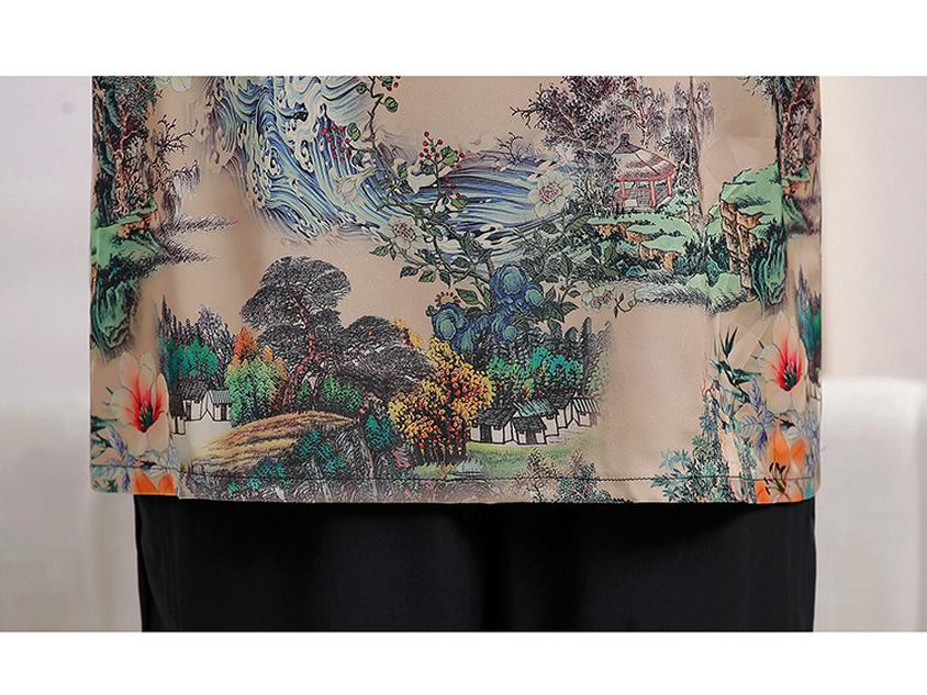 7XL Plus Size Summer Xiangyunsha Set for Middle-Aged & Elderly: Loose Mid-Sleeve T-Shirt Two-Piece for Tummy-Hiding Comfort.