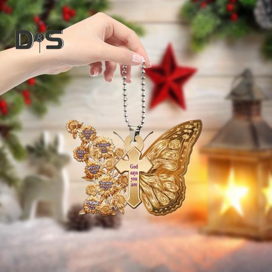 Golden Butterfly Acrylic Car Hanging Ornament Perfect for Parties Birthdays Christmas Home Car Decorations