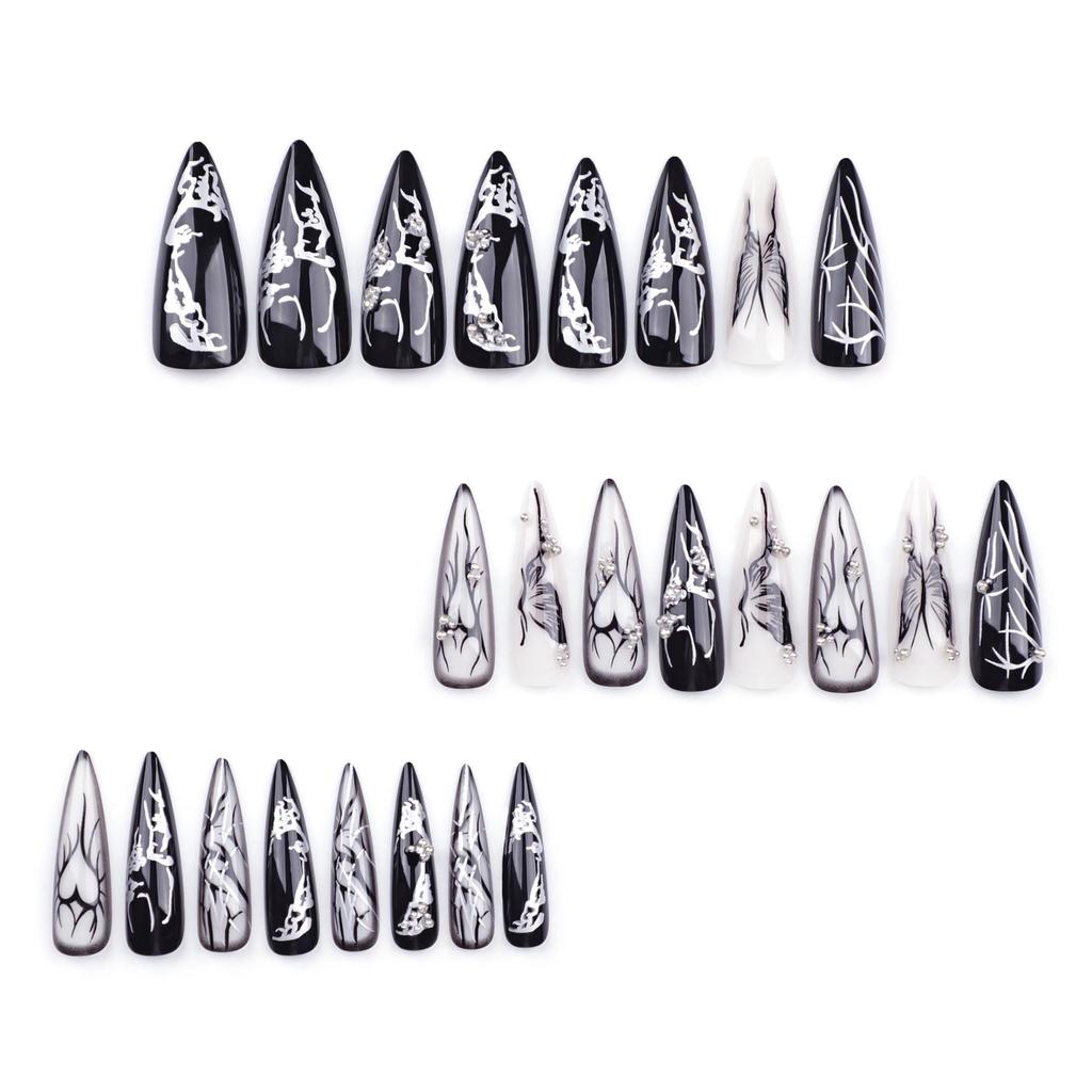 Spicy Heart Butterfly False Nails - Trendy Dark Beauty Tips