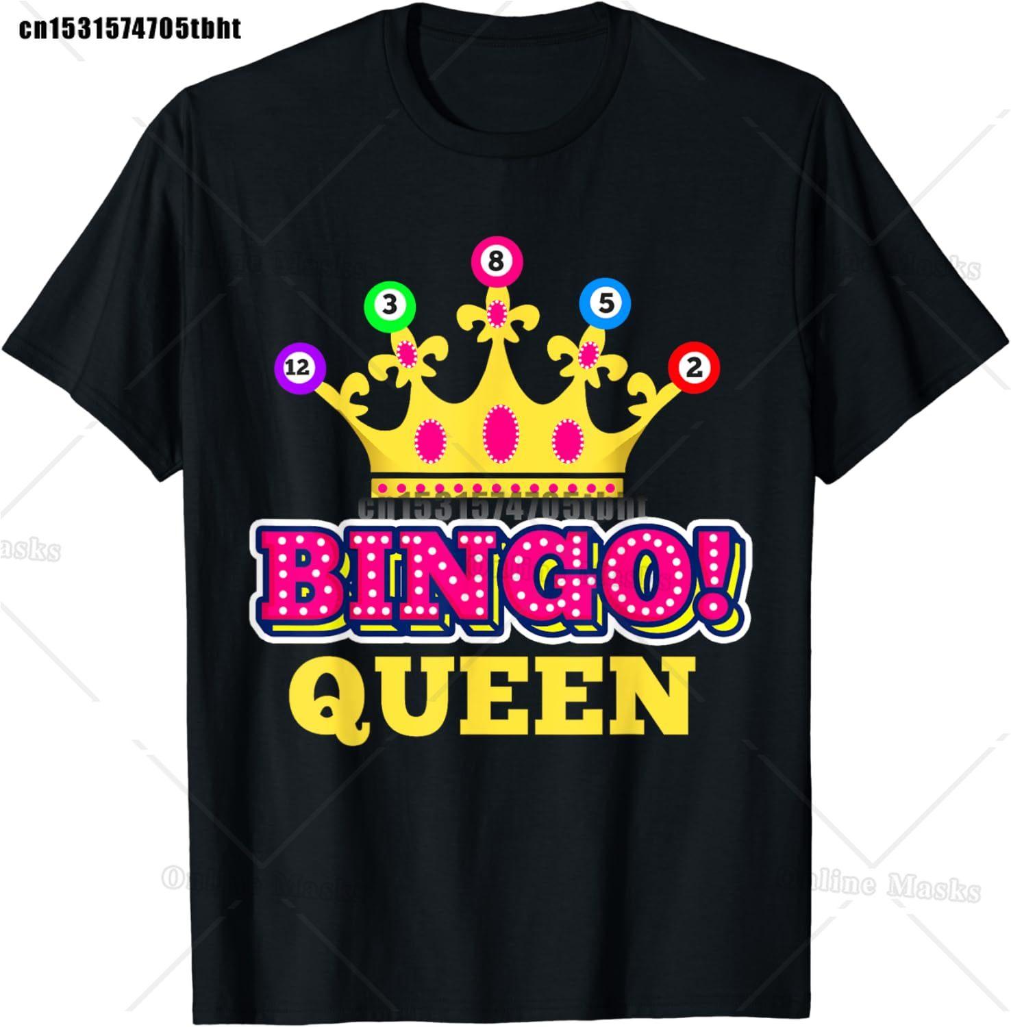 Crazy Bingo Lady Shirt Funny Lucky Bingo Shirt Player Hobby Gambling Bingo Queen TShirt Fashion Street Cotton Tops Tees L