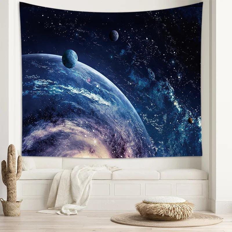 Starry Sky and Moon Beautiful Galaxy Pattern Hanging Cloth Home Wall Decoration Tapestry Bedroom Living Room Tapestry