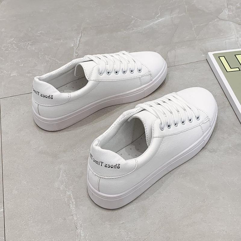 New Women Sneakers Breathble Vulcanized Shoes Pu Leather Platform Shoes White Lace Up Casual Shoes  Mujer Zapatillas