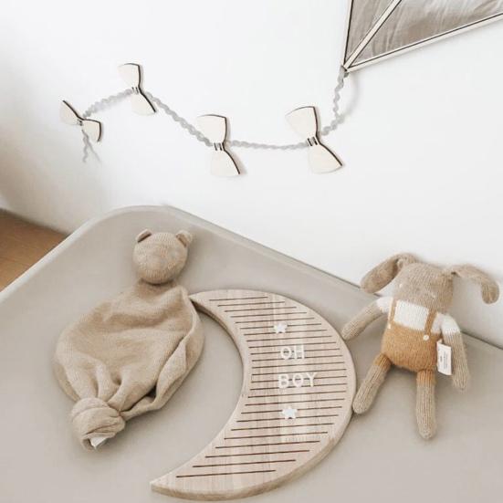 Letter Board Reusable Oak Moon Message Board Wooden Decoration Baby Photo Props for Kids Room