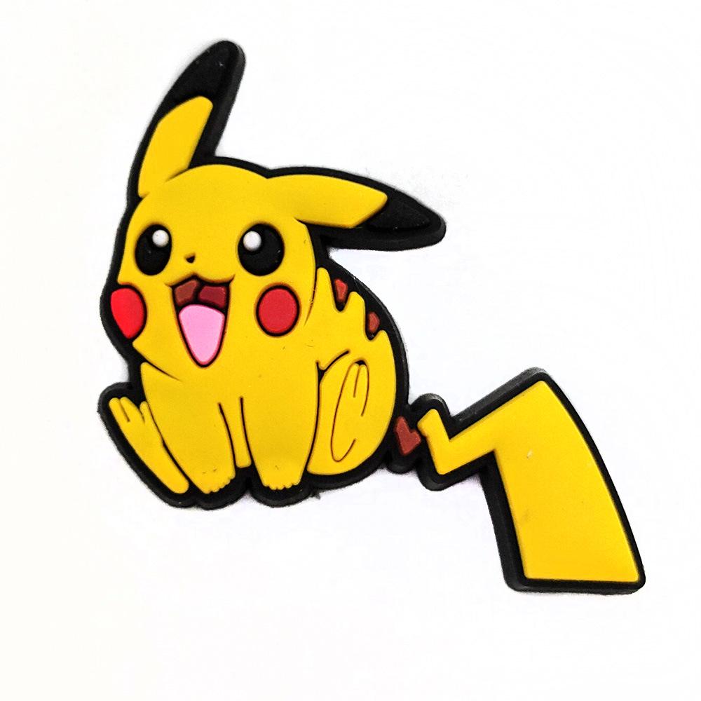 Cartoon Pokemon Pikachu Clogs mit Blumenschnallen - Weiche Gummi-Schuhaccessoires