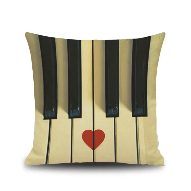 45X45CM Piano Key Wonderful Notes Decorative Pillowcase Car Sofa Art Piece Office Seat Cushion Cover Home Decoration